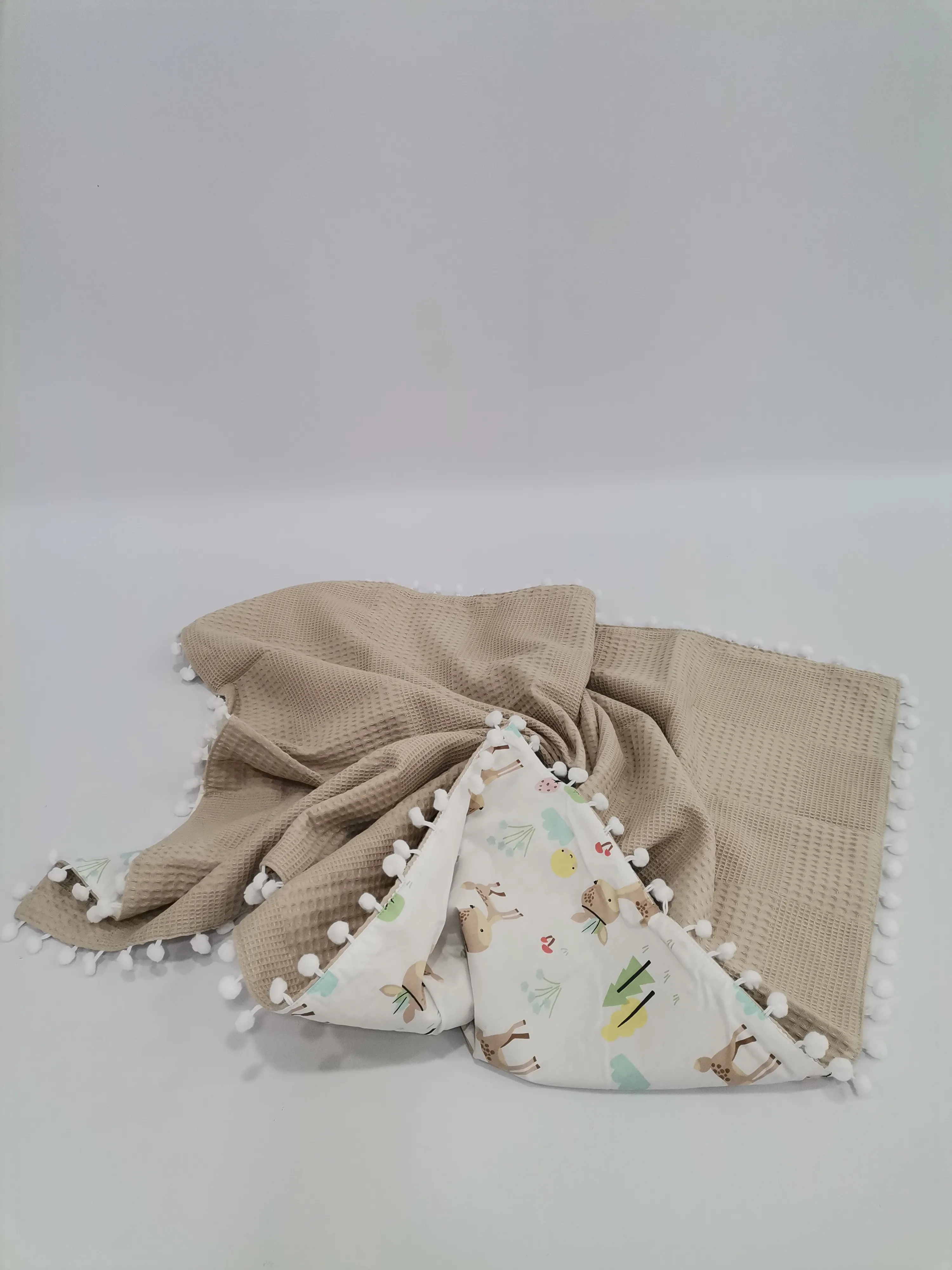 Battaniye bej waffle pike - karacalı poplin