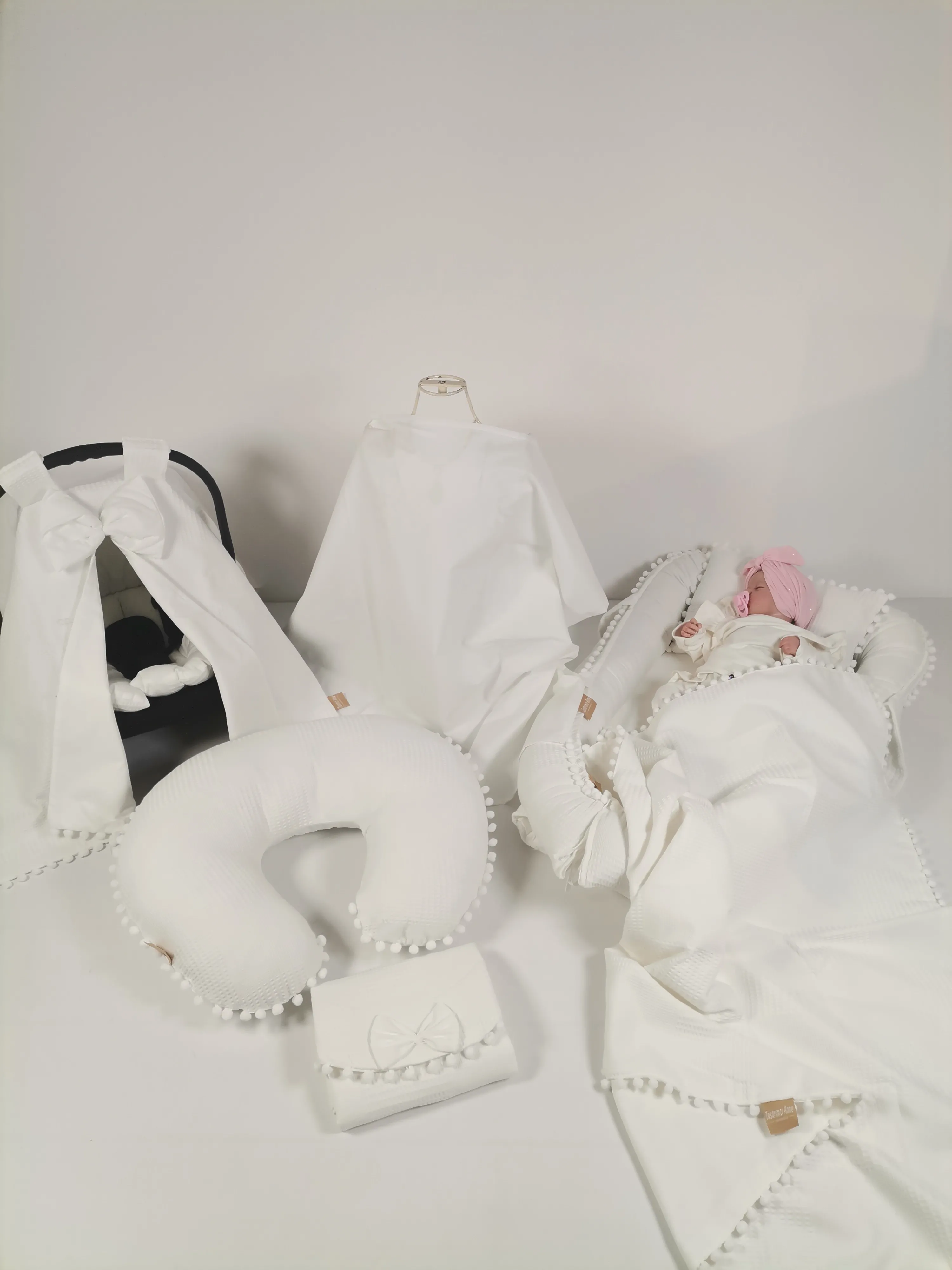 Babynest 8'li set beyaz waffle pike - beyaz poplin