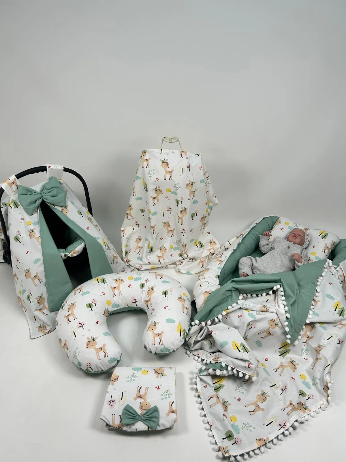 Babynest 8'li set karacalı poplin - yeşil poplin