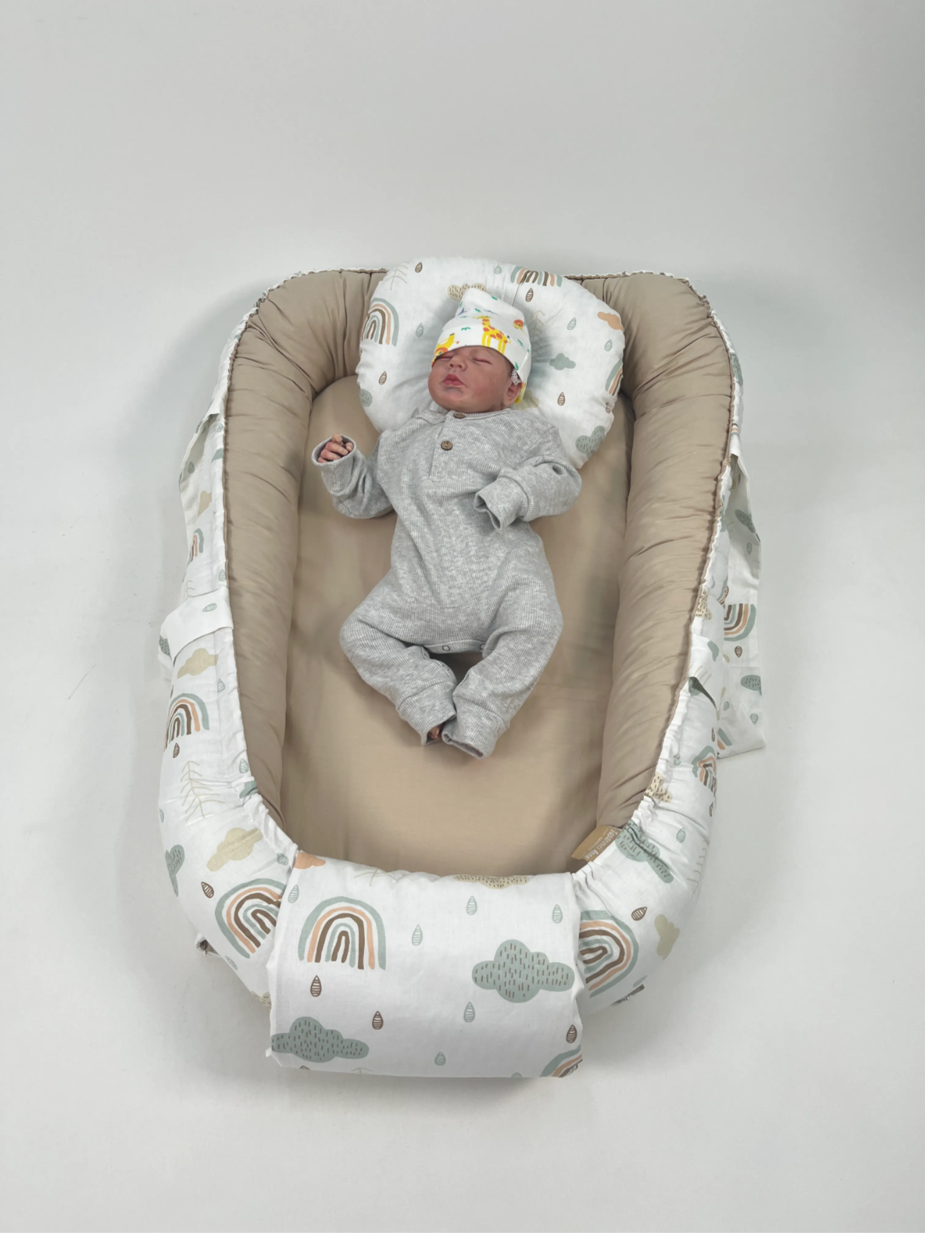 Babynest gökkuşaklı poplin - bej poplin