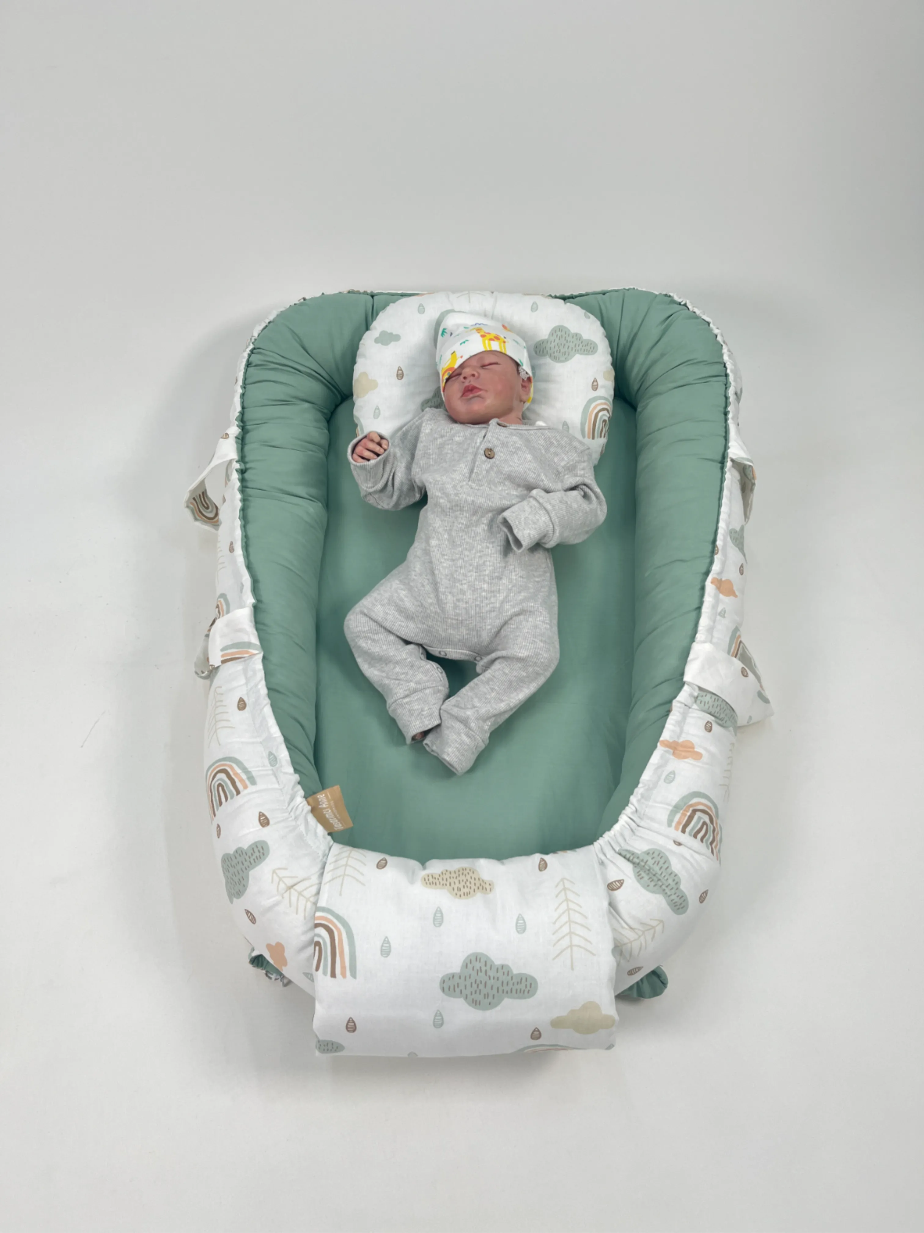 Babynest gökkuşaklı poplin - yeşil poplin