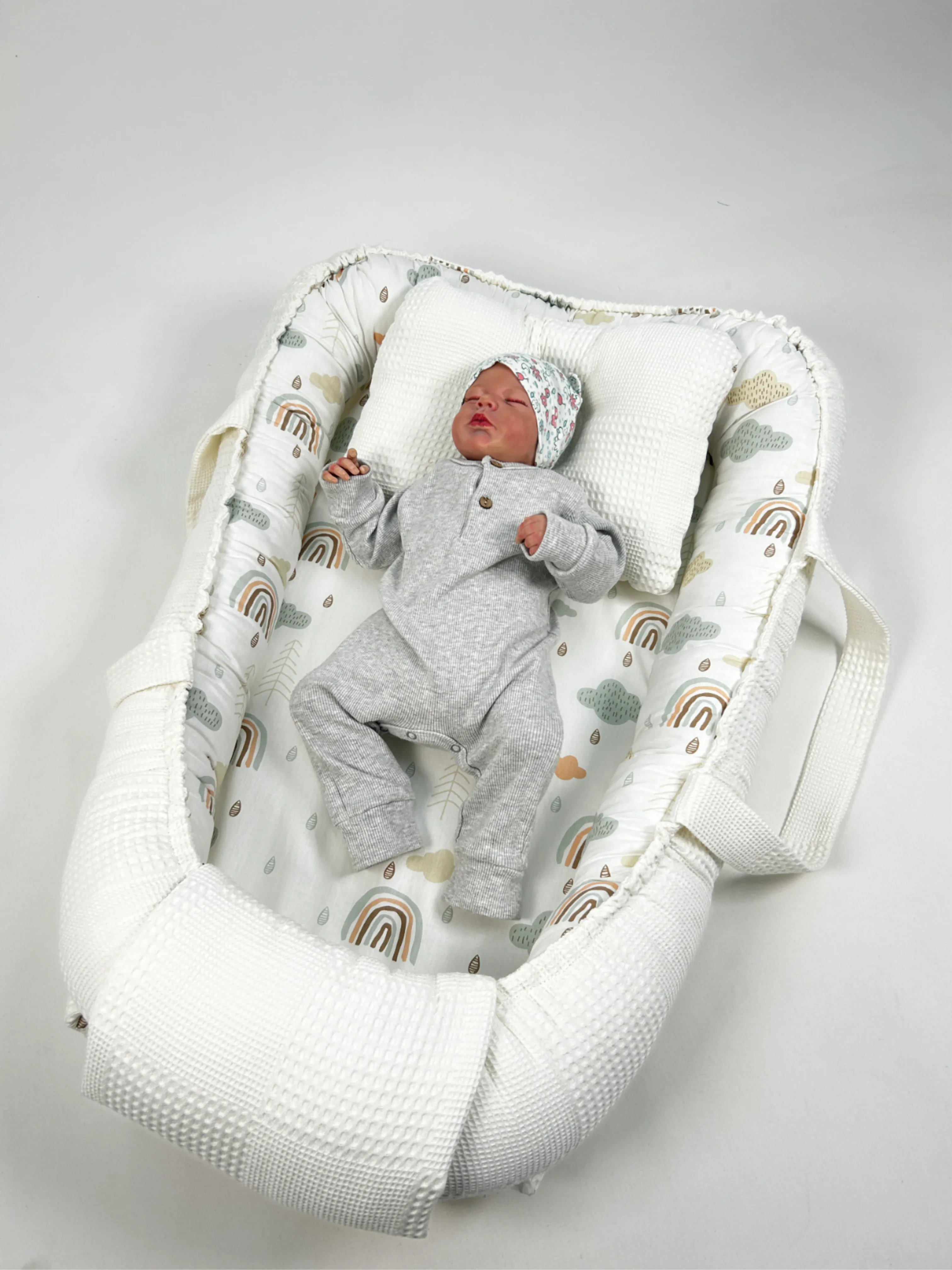 Babynest krem waffle pike - gökkuşaklı poplin 2