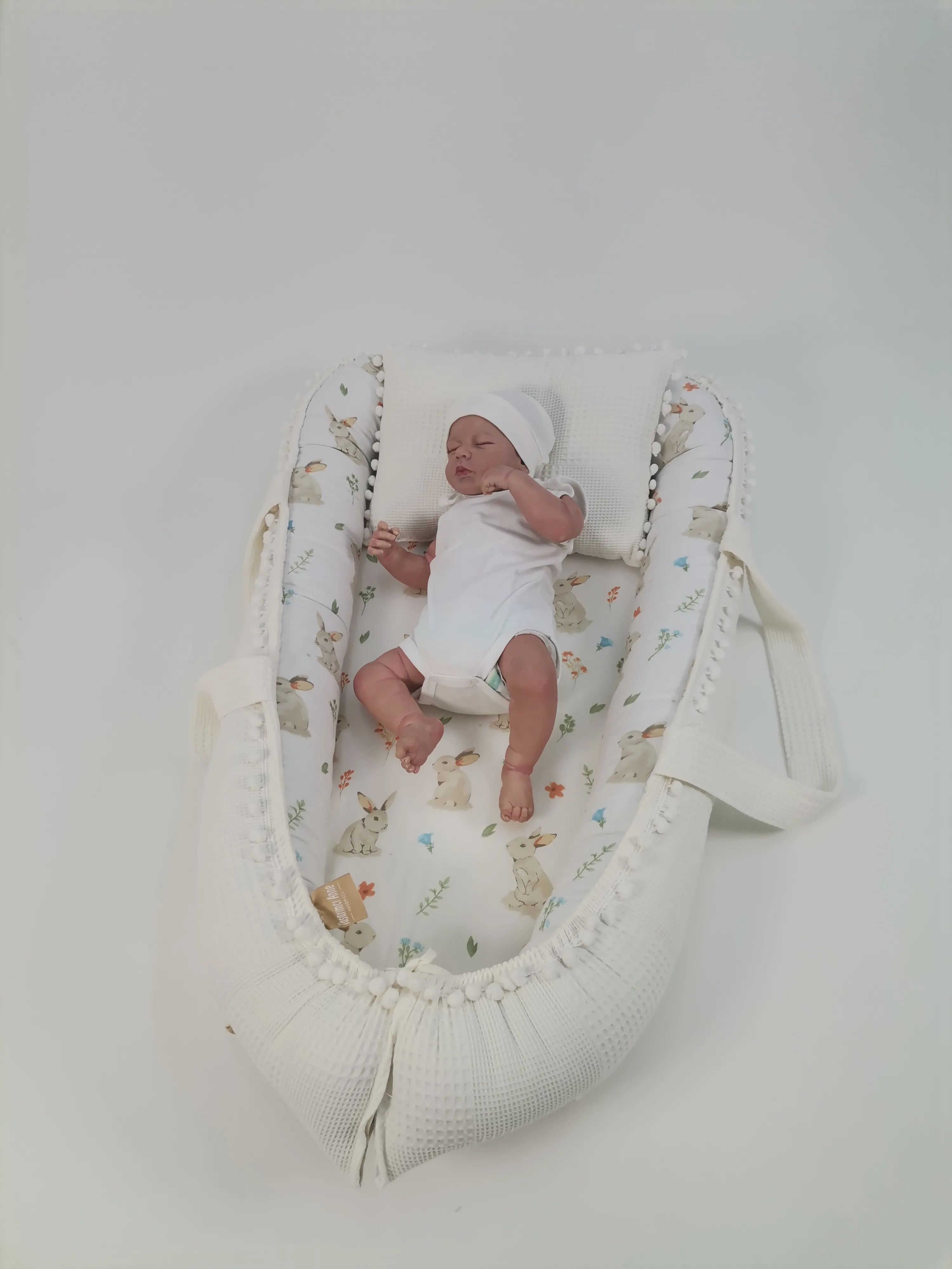 Babynest krem waffle pike - tavşanlı poplin