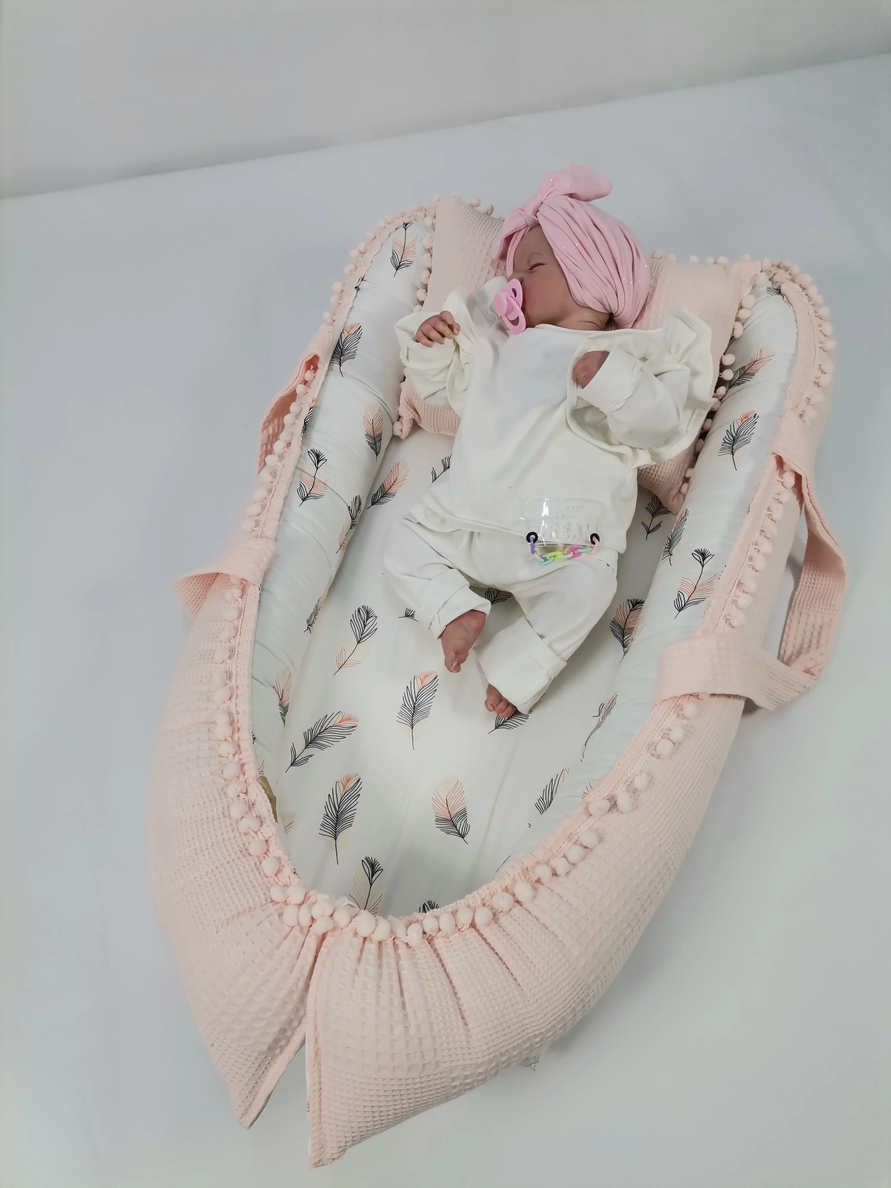 Babynest somon waffle pike - pembe tüylü poplin