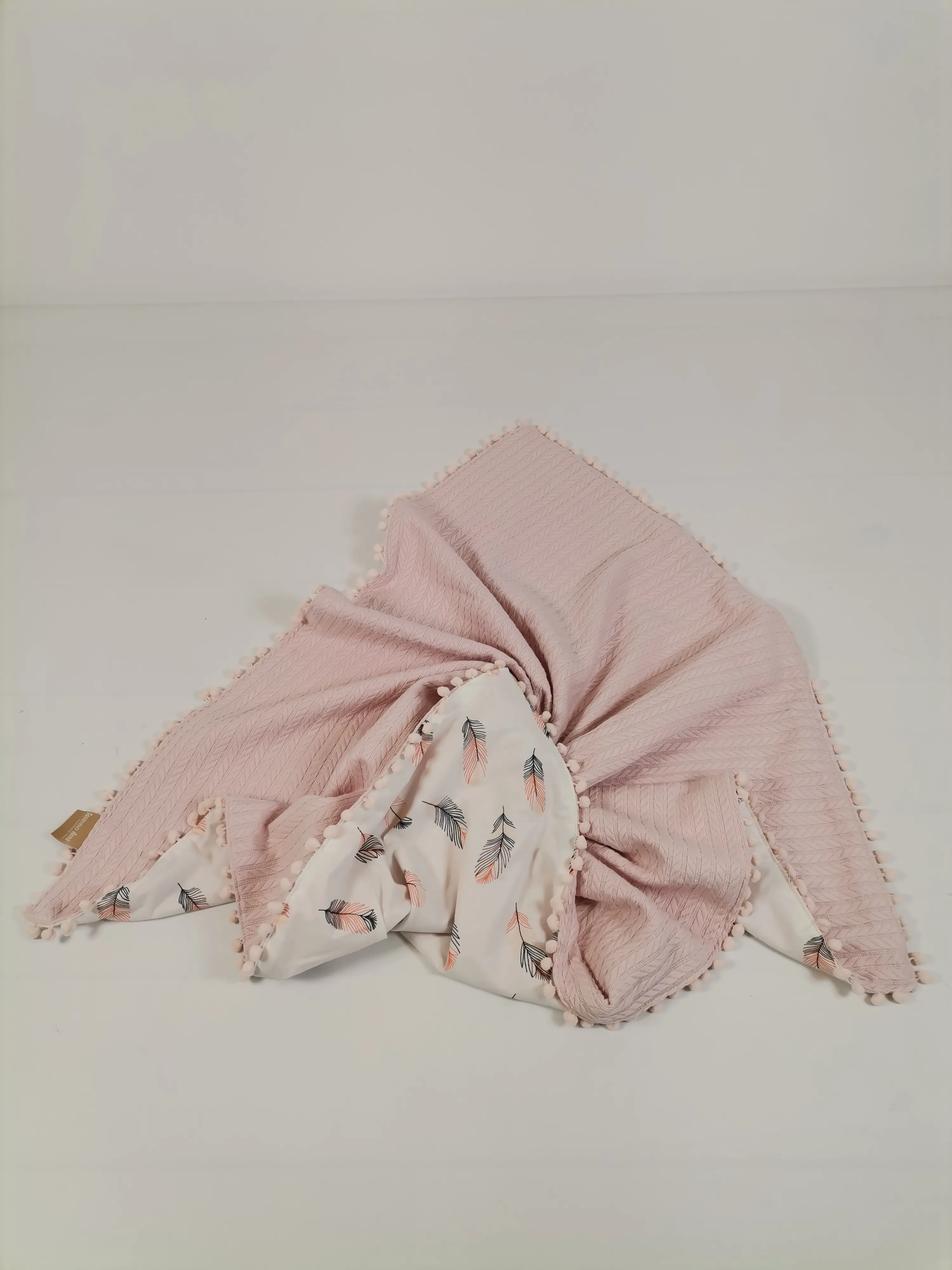 Battaniye pudra örgü pike - pembe tüylü poplin