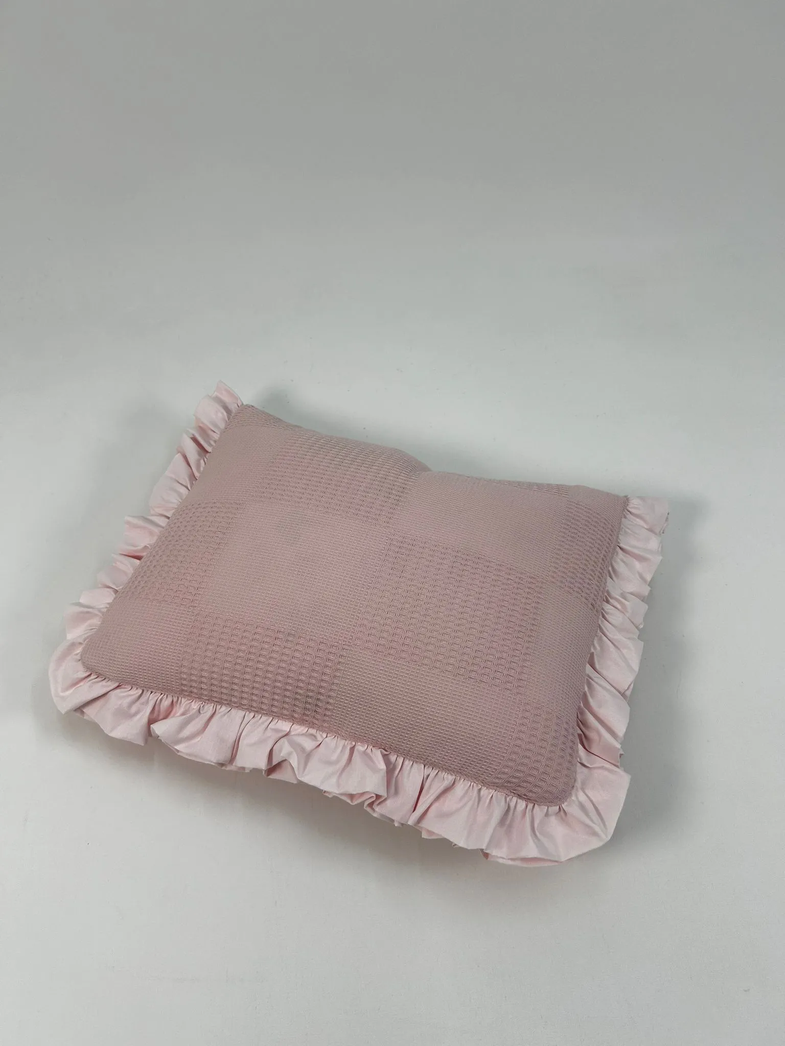 Sürpriz yastık pudra pembe waffle pike - pudra kelebekli poplin