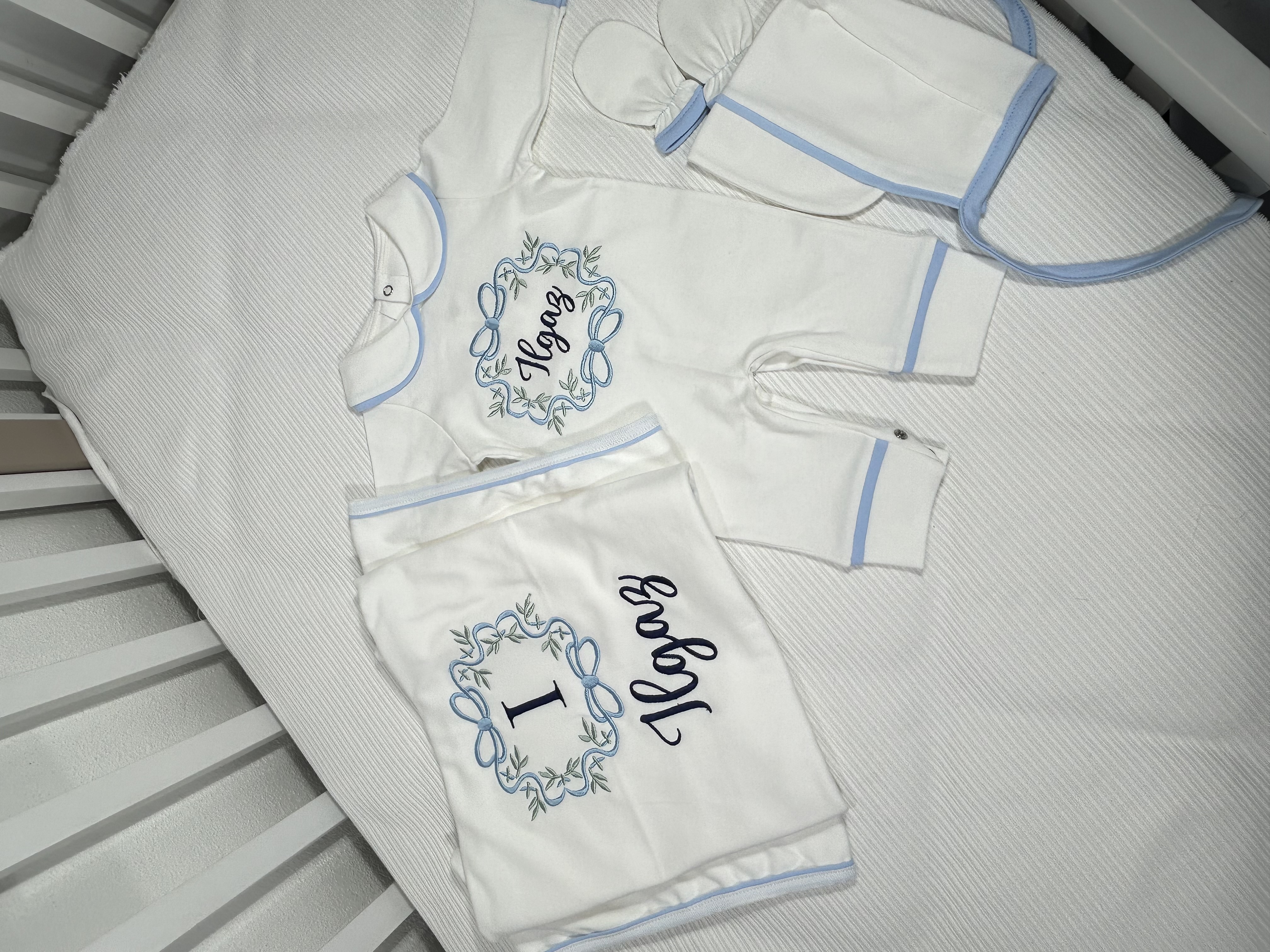 Mavi Biyeli Penye Tulum takımı ve battaniye 