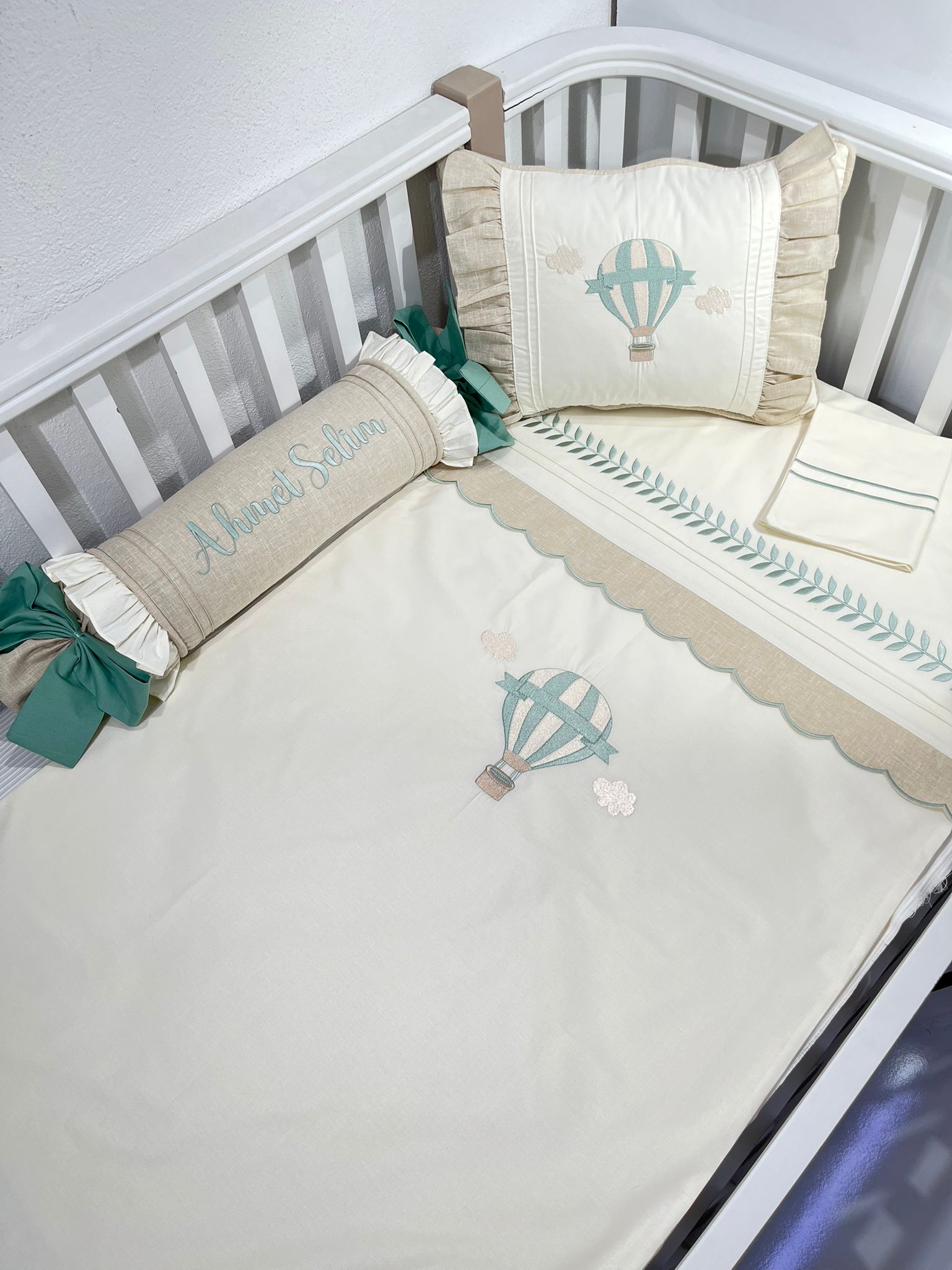 Nevresim takımı 5 parça krem poplin - bej isviçre keten