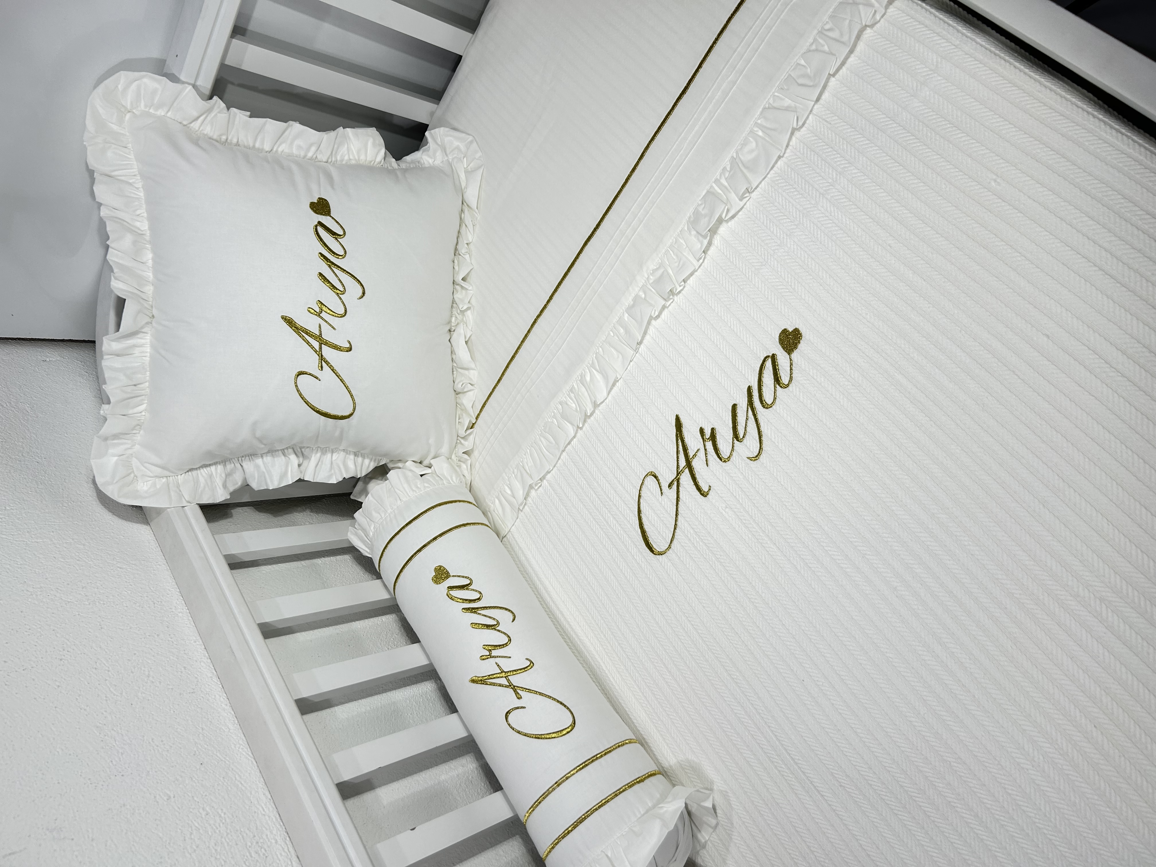 Pike takımı 5 parça beyaz örgü pike - beyaz poplin 10