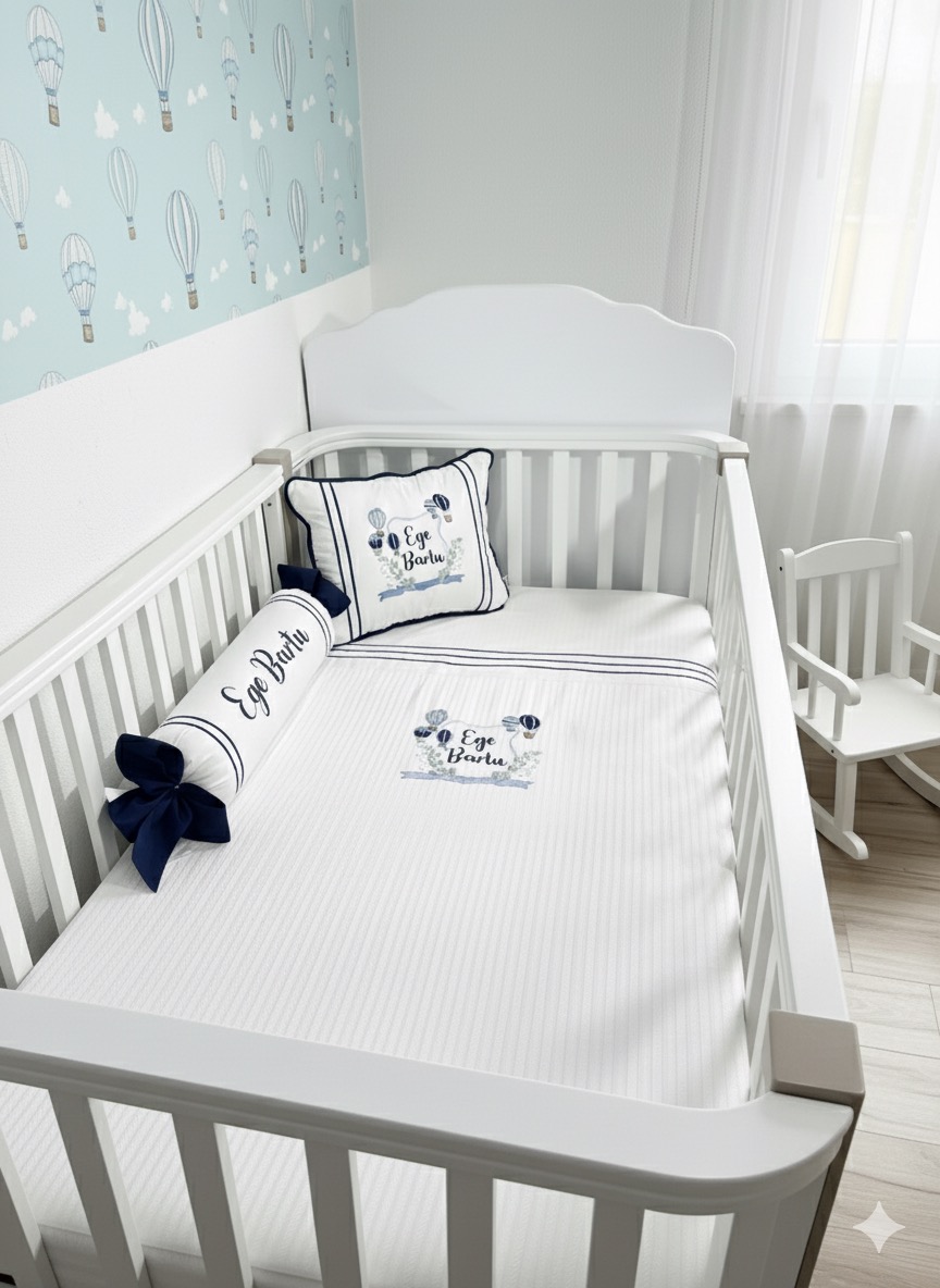 Pike takımı 5 parça beyaz örgü pike - beyaz poplin 9