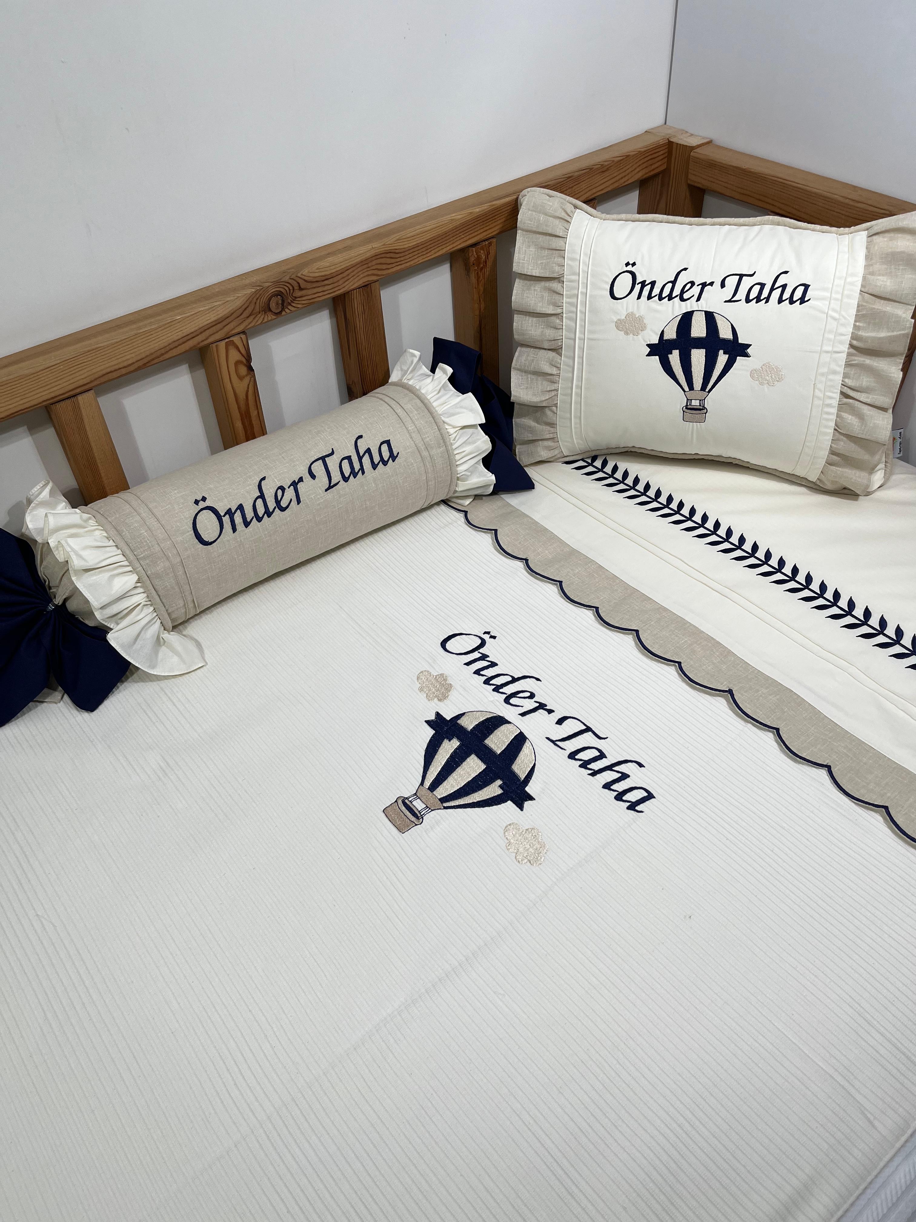 Pike takımı 5 parça krem fitilli pike - bej isviçre keteni 15