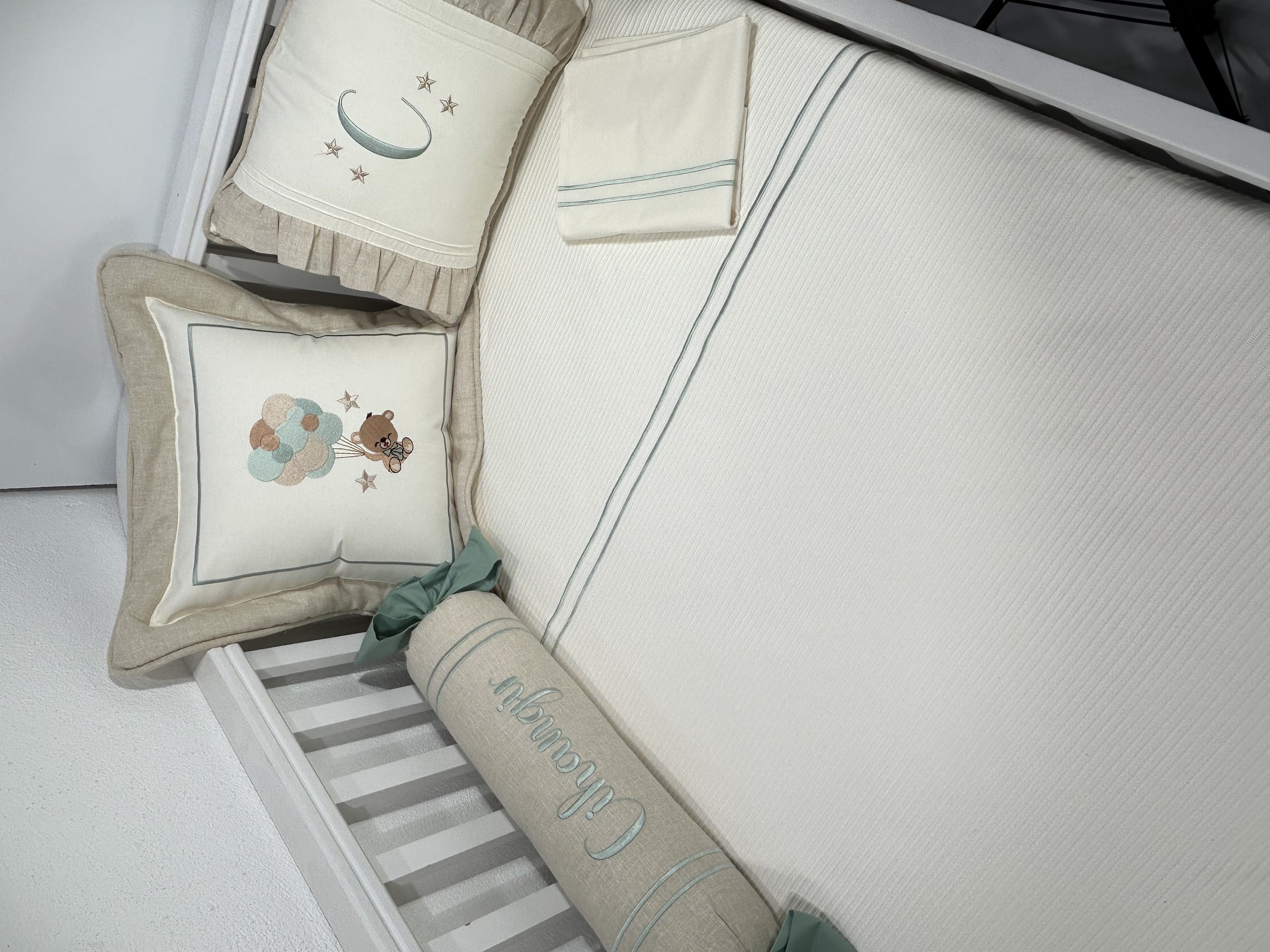 Pike takımı 6 parça krem fitilli pike - bej isviçre keten 3