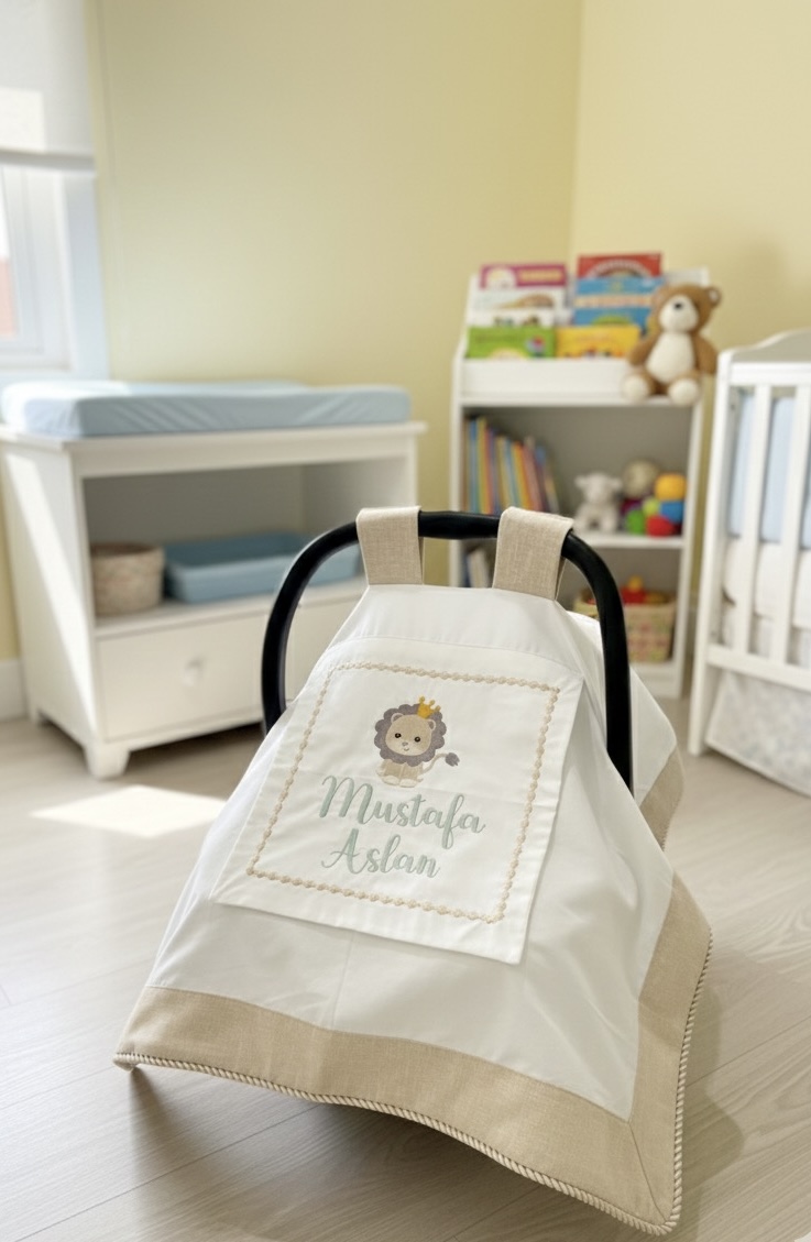 Puset örtüsü kapaklı bej isviçre keten - beyaz poplin 