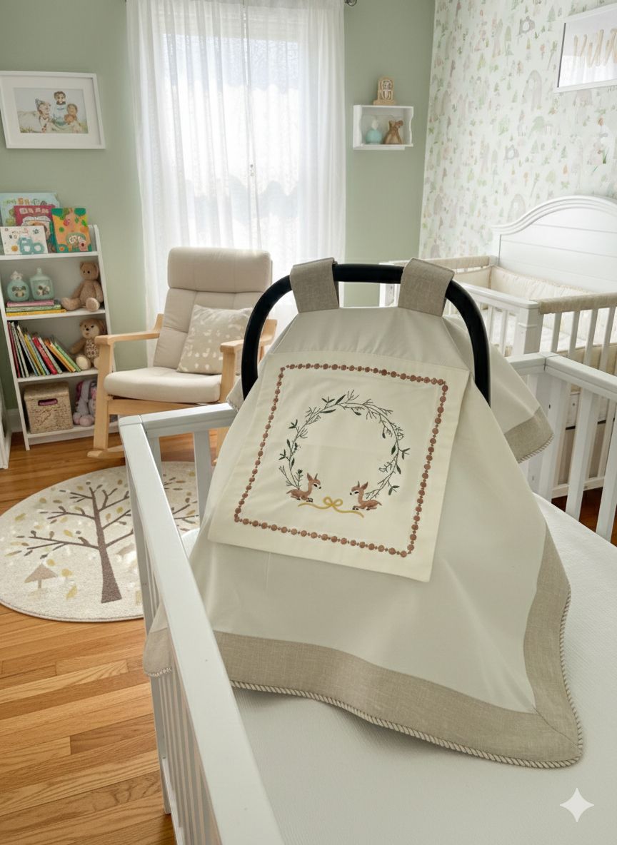 Puset örtüsü kapaklı model bej isviçre keten - krem poplin