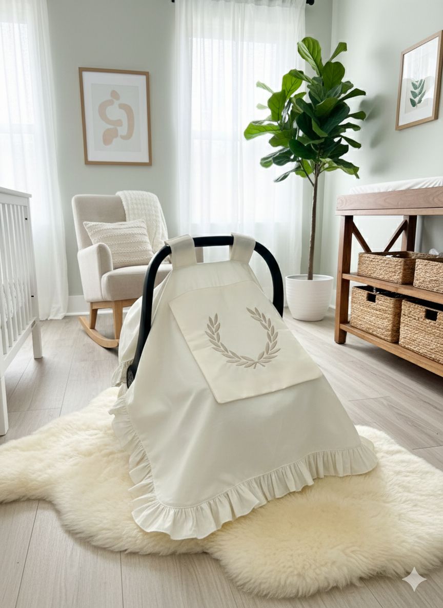 Puset örtüsü kapaklı model fırfırlı krem poplin 10