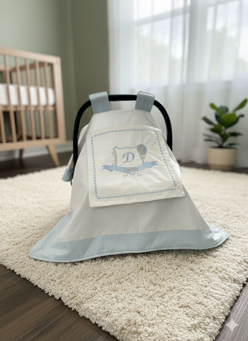 Puset örtüsü kapaklı model mavi beyaz poplin 3