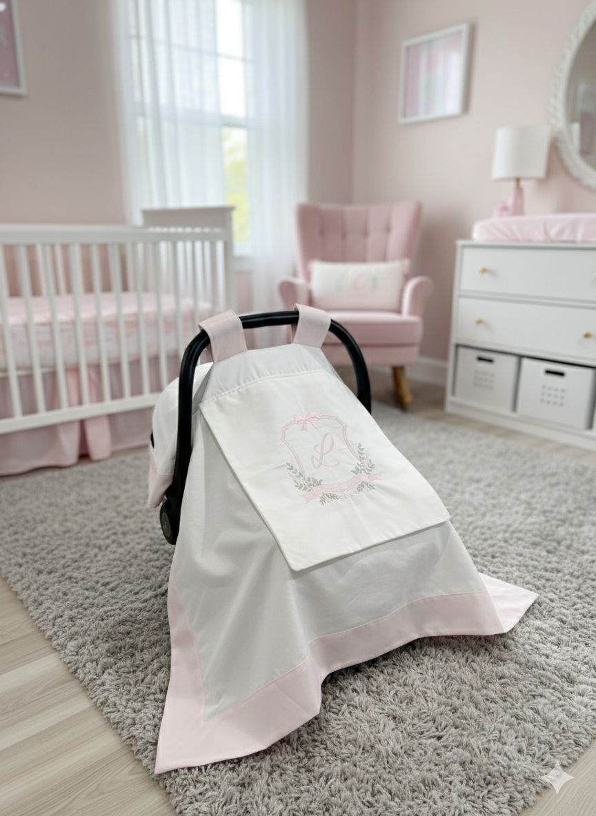 Puset örtüsü kapaklı model pudra pembe - beyaz poplin 