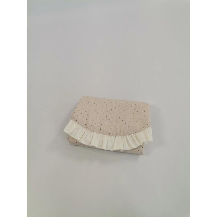 Alt açma matı fırfırlı bej zemin üstü kahve rengi puantiyeli - krem poplin