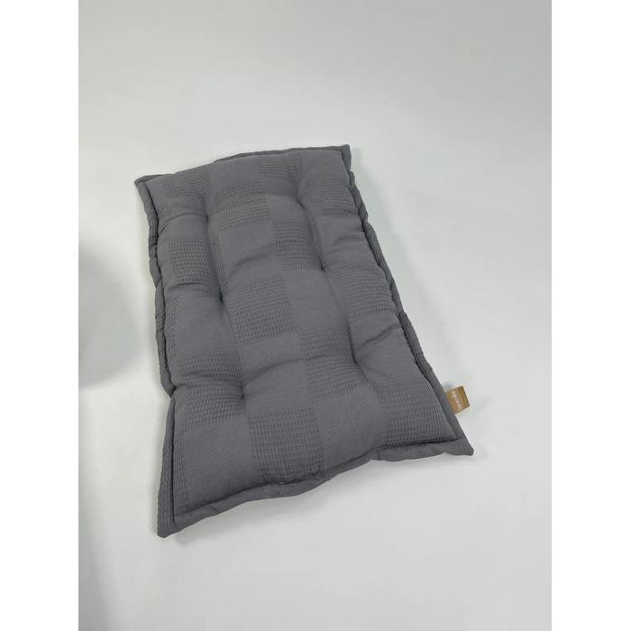 Alt açma matı ve yastığı koyu gri waffle pike - gri puantiyeli poplin