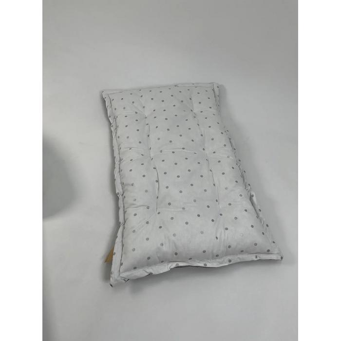 Alt açma matı ve yastığı koyu gri waffle pike - gri puantiyeli poplin