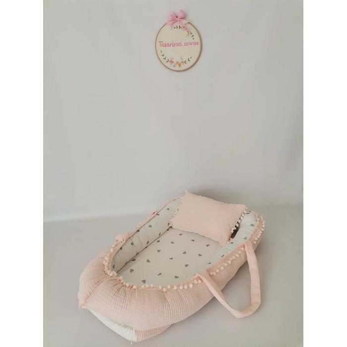 Babynest 8'li set somon waffle pike - gümüş kalpli poplin