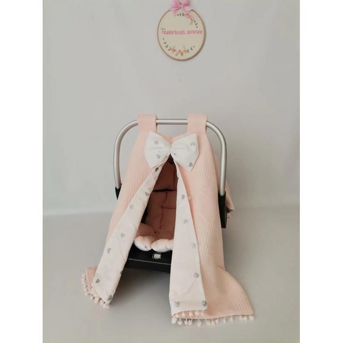 Babynest 8'li set somon waffle pike - gümüş kalpli poplin