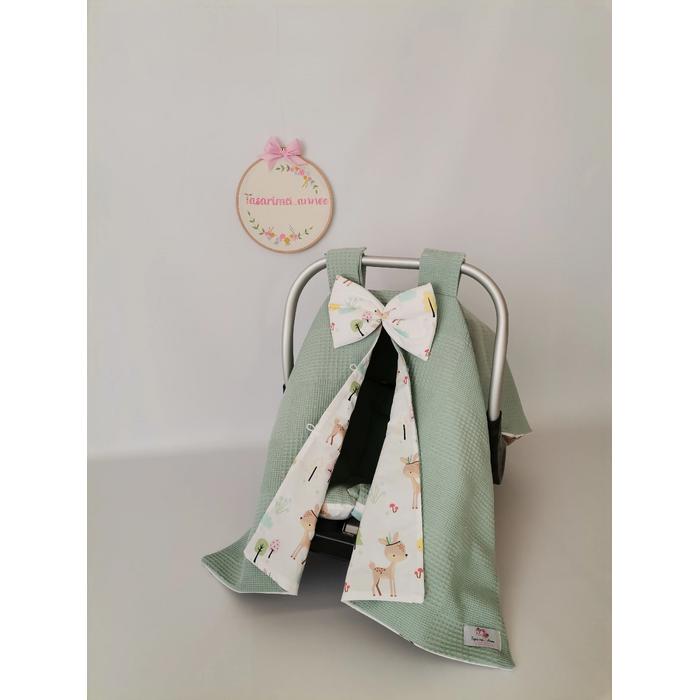 Babynest 8'li set yeşil waffle pike - karacalı poplin