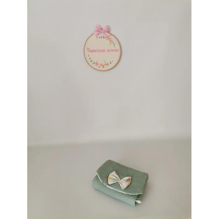 Babynest 8'li set yeşil waffle pike - karacalı poplin