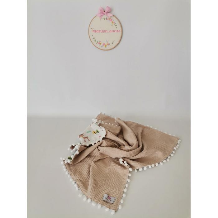 Battaniye bej waffle pike - karacalı müslin