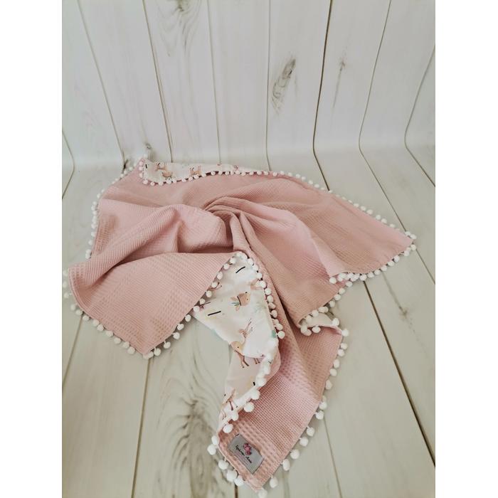 Battaniye pudra pembe waffle pike - karacalı poplin