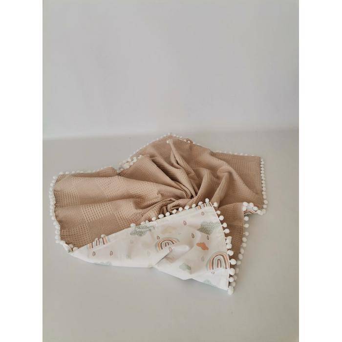 Battaniye bej waffle pike - gökkuşaklı poplin