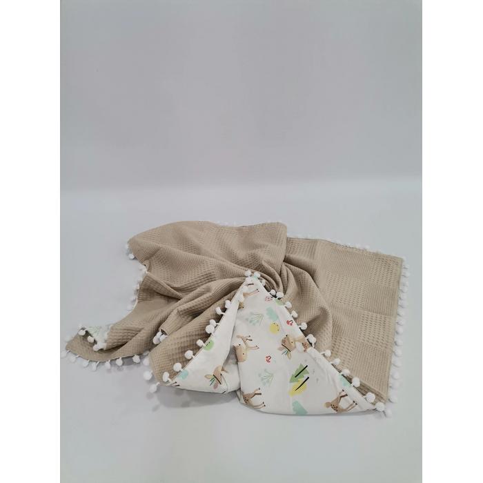 Battaniye bej waffle pike - karacalı poplin