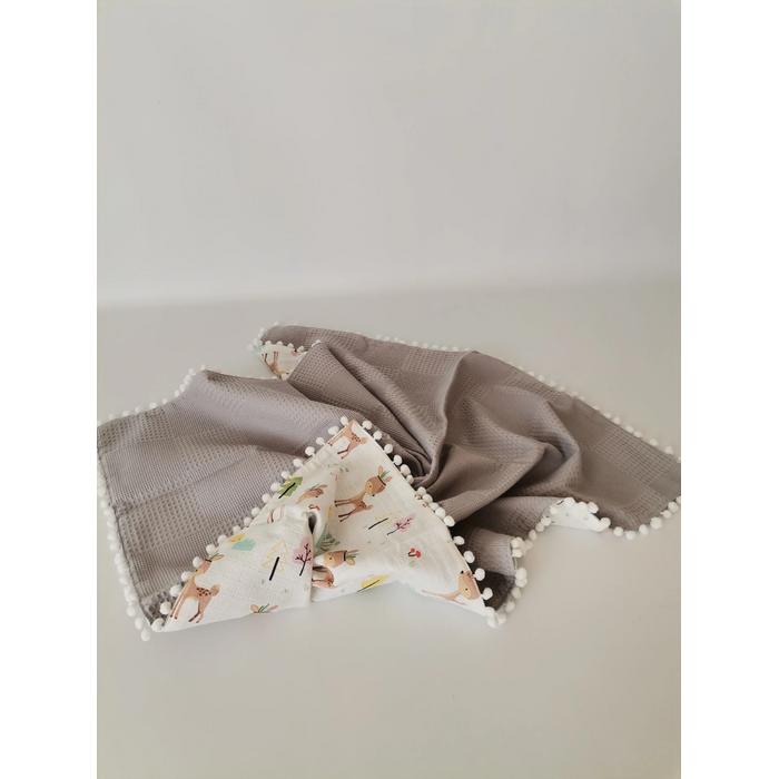 Battaniye gri waffle pike - karacalı müslin