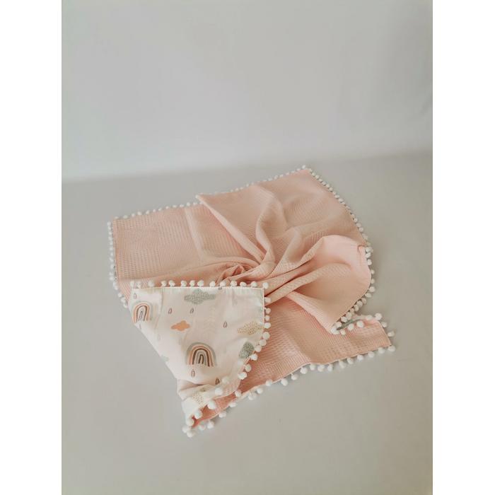 Battaniye somon waffle pike - gökkuşaklı poplin