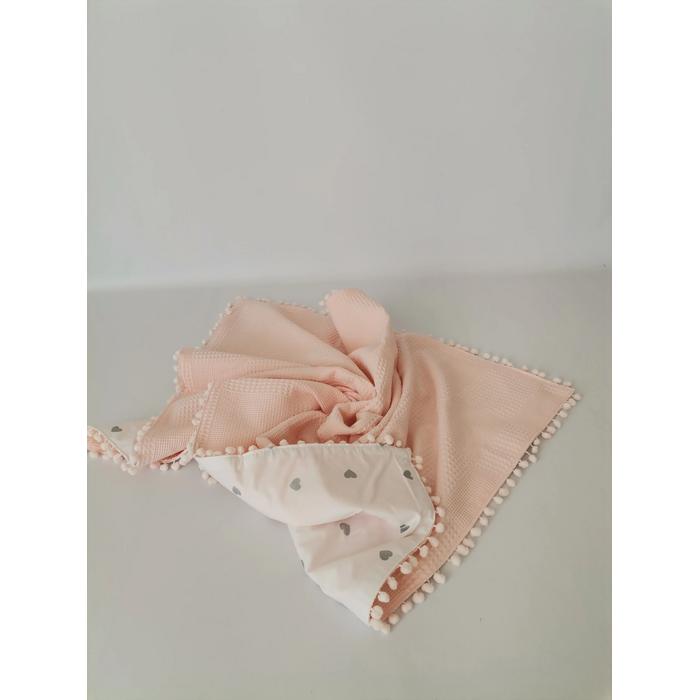 Battaniye somon waffle pike - gümüş kalpli poplin