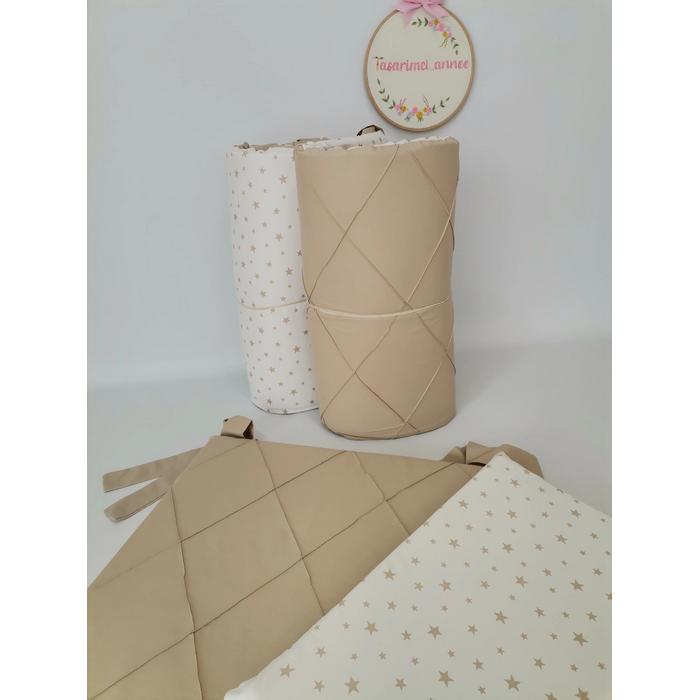 BEŞİK KORUMALIĞI NERVÜRLÜ BEJ YILDIZLI - V12 BEJ 