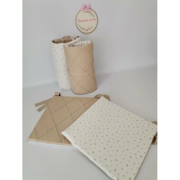 BEŞİK KORUMALIĞI NERVÜRLÜ BEJ YILDIZLI - V12 BEJ 