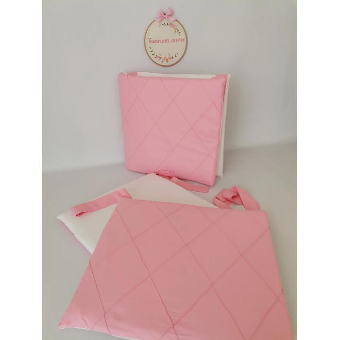 BEŞİK KORUMALIĞI NERVÜRLÜ V31 ŞEKER PEMBE - BEYAZ POPLİN