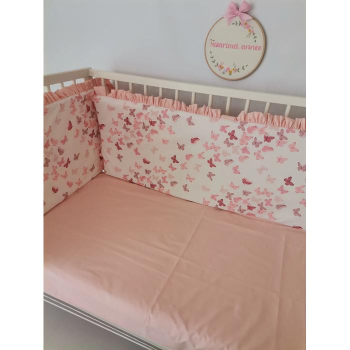 BEŞİK KORUMALIĞI PUDRA KELEBEKLİ V78 SOMON FIRFIRLI