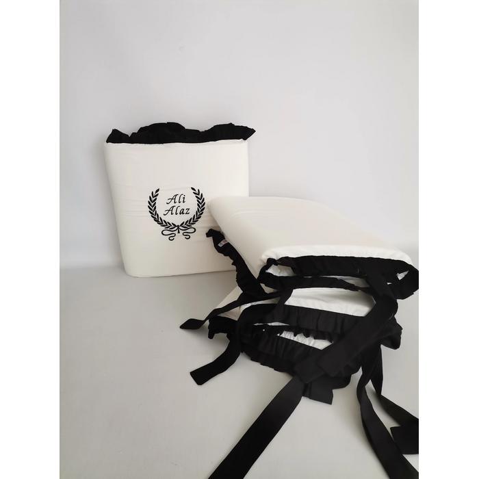 BEYAZ - SİYAH FIRFIRLI NAKIŞ İŞLEMELİ KORUMALIK