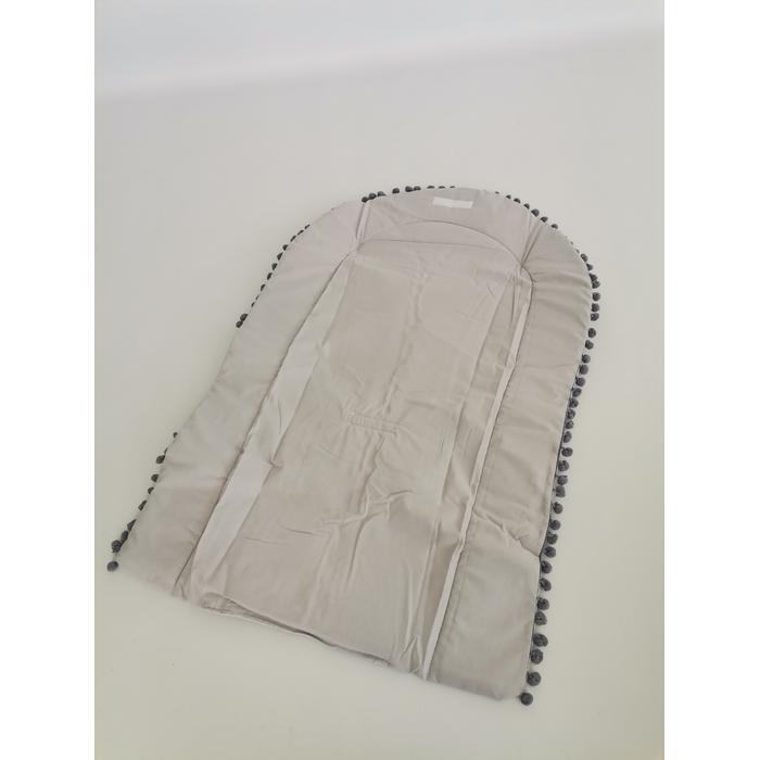 Babynest 8'li set gri örgü pike - gümüş kalpli poplin