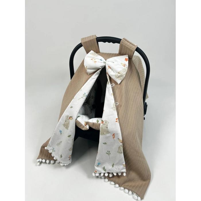 Babynest 8'li bej örgü pike - tavşanlı poplin