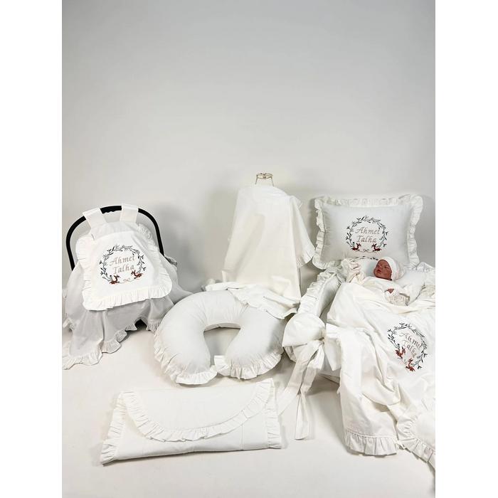 Babynest 8'li fırfırlı set beyaz poplin