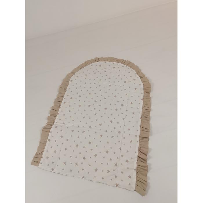 Babynest 8'li fırfırlı set bej waffle pike - beyaz üstü bej yıldızlı poplin