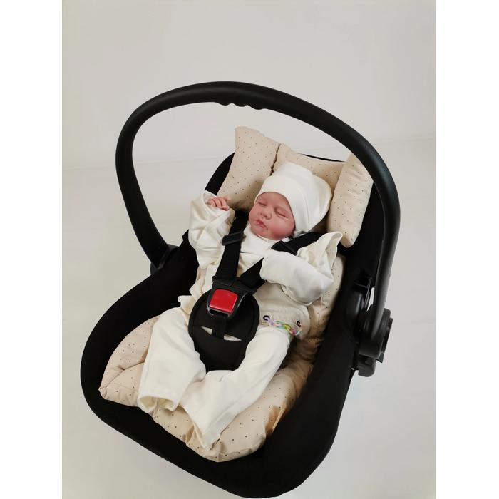 Babynest 8'li fırfırlı set bej zemin üstü kahve rengi puantiyeli poplin