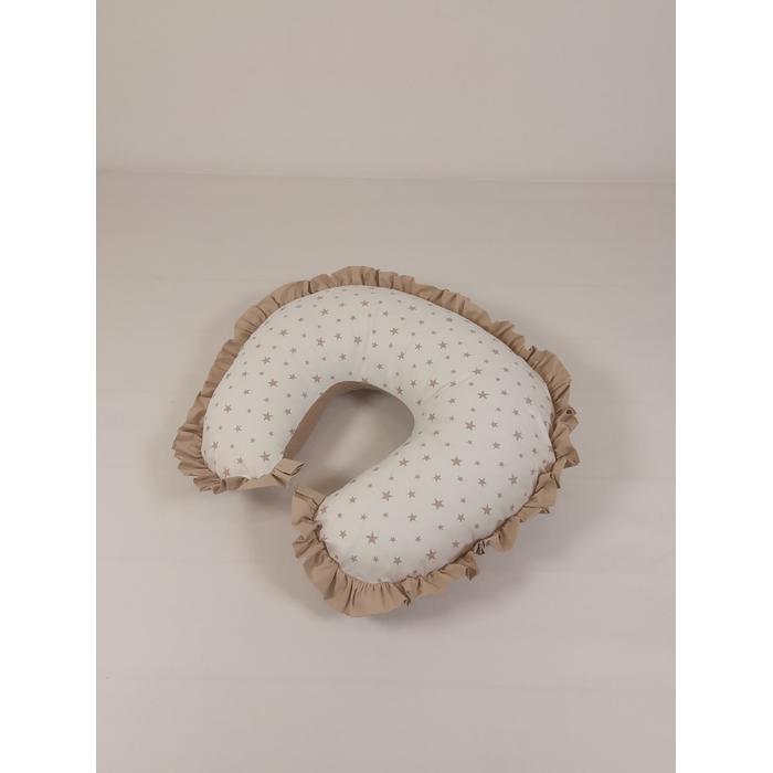 Babynest 8'li fırfırlı set bej waffle pike - beyaz üstü bej yıldızlı poplin