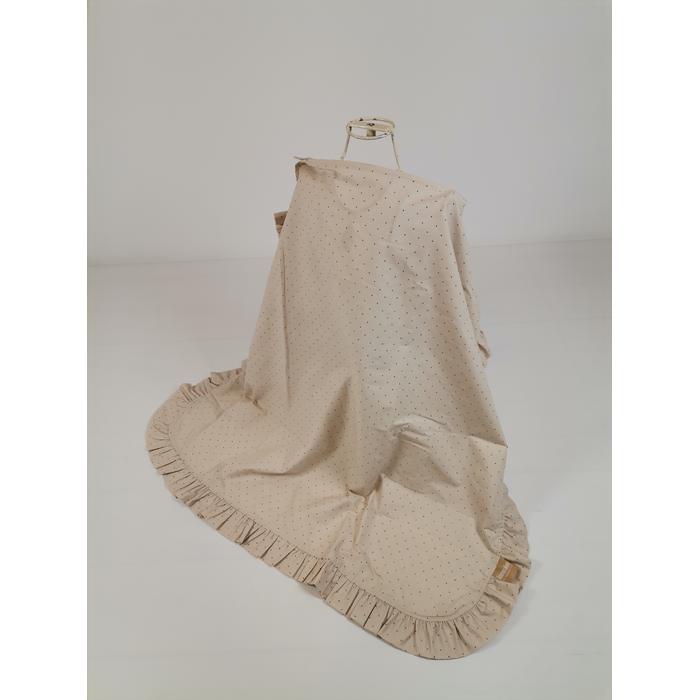 Babynest 8'li fırfırlı set bej zemin üstü kahve rengi puantiyeli poplin