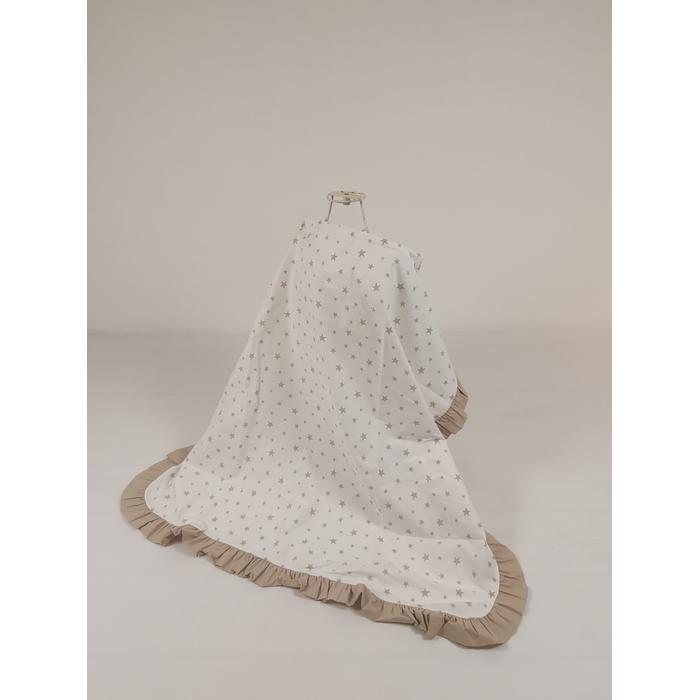 Babynest 8'li fırfırlı set bej waffle pike - beyaz üstü bej yıldızlı poplin