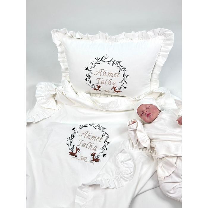 Babynest 8'li fırfırlı set beyaz poplin