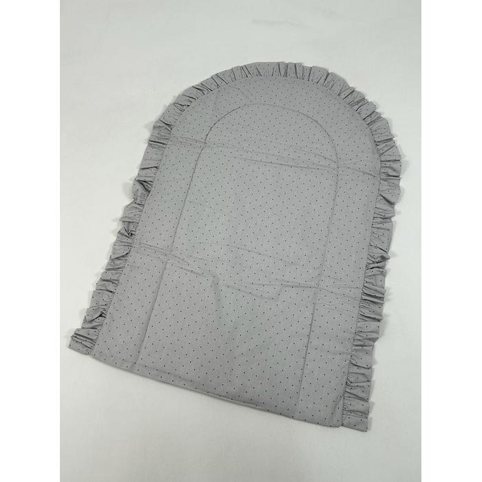 Babynest 8'li fırfırlı set koyu gri waffle pike - gri puantiyeli poplin 